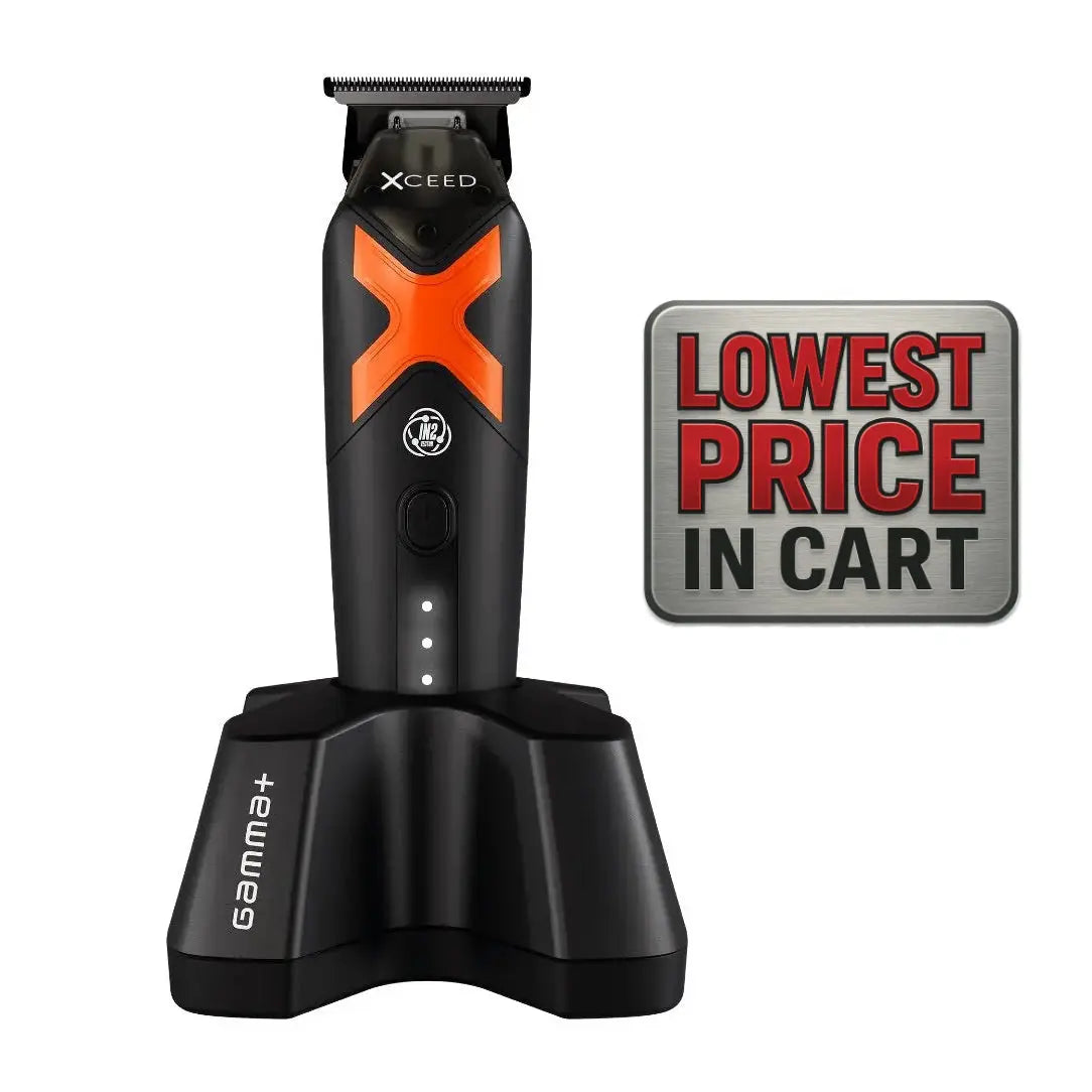 Black and orange grooming tool with 'Xceed' branding on a white background