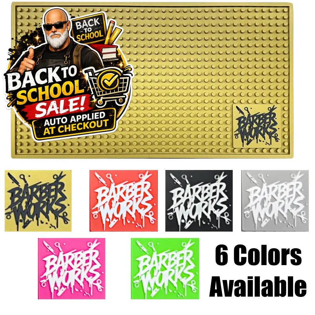 Barber Works Professional Station Mat 17.5" × 10" – Heavy‑Duty, Water & Heat Resistant Non‑Slip Tool Mat Barber Works