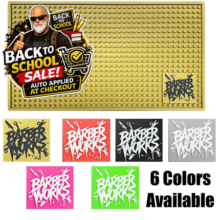 Barber Works Professional Station Mat 17.5" × 10" – Heavy‑Duty, Water & Heat Resistant Non‑Slip Tool Mat Barber Works