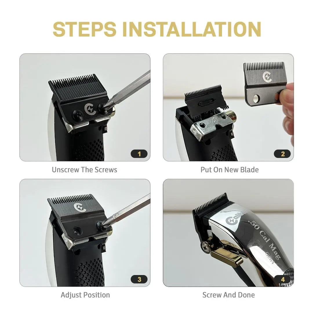 Caliber DLC Fade Blades | Japanese 440C Steel for .50 Cal Clippers - BUYBARBER.COM