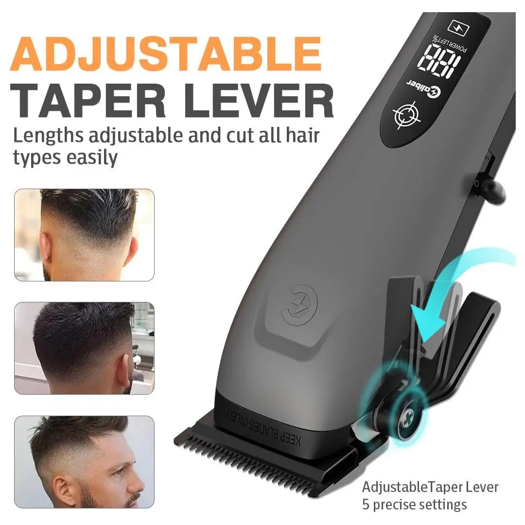 Caliber Focus Hair Clipper | Brushless 7 500 RPM, LCD, 8 Guards - BUYBARBER.COM