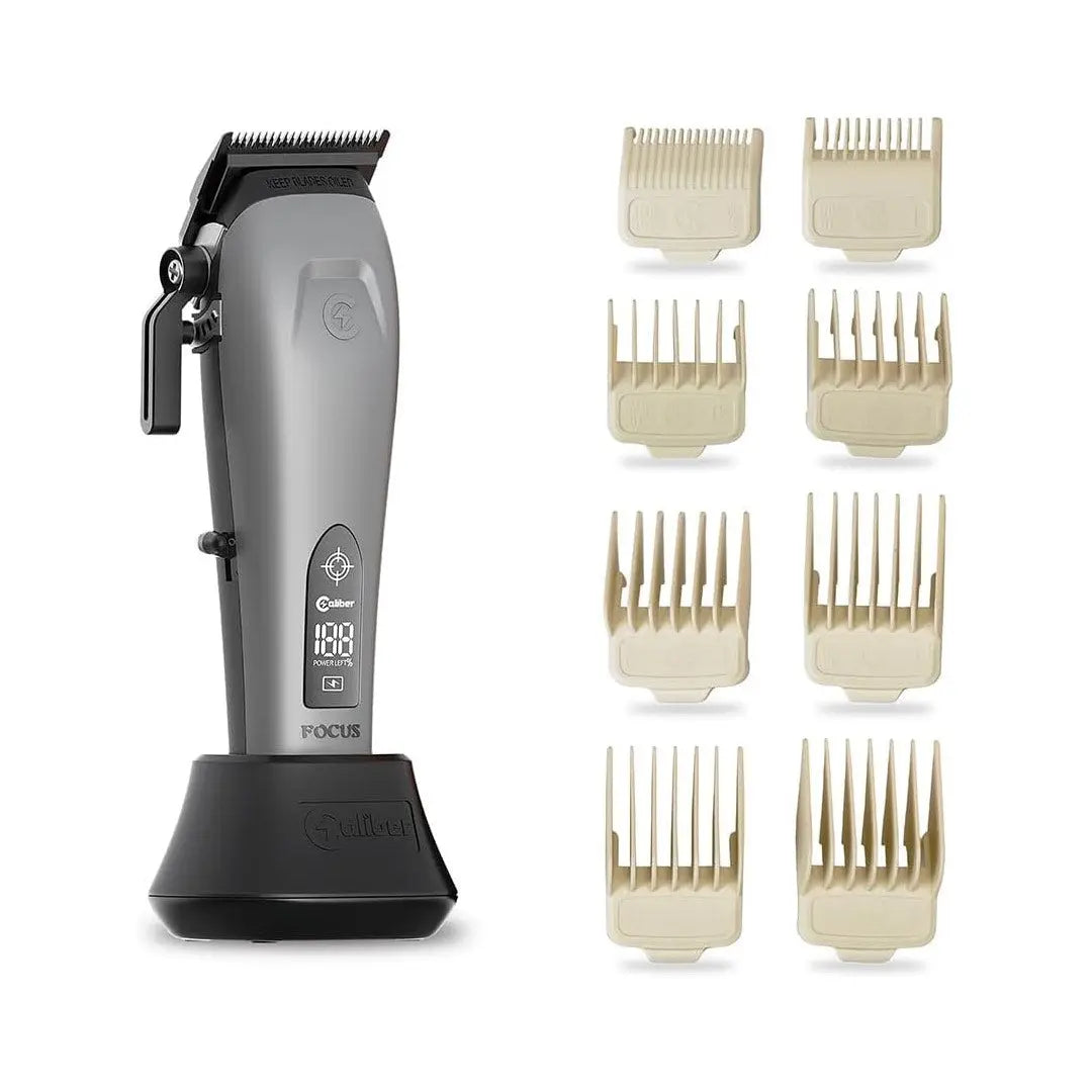 Caliber Focus Hair Clipper | Brushless 7 500 RPM, LCD, 8 Guards - BUYBARBER.COM
