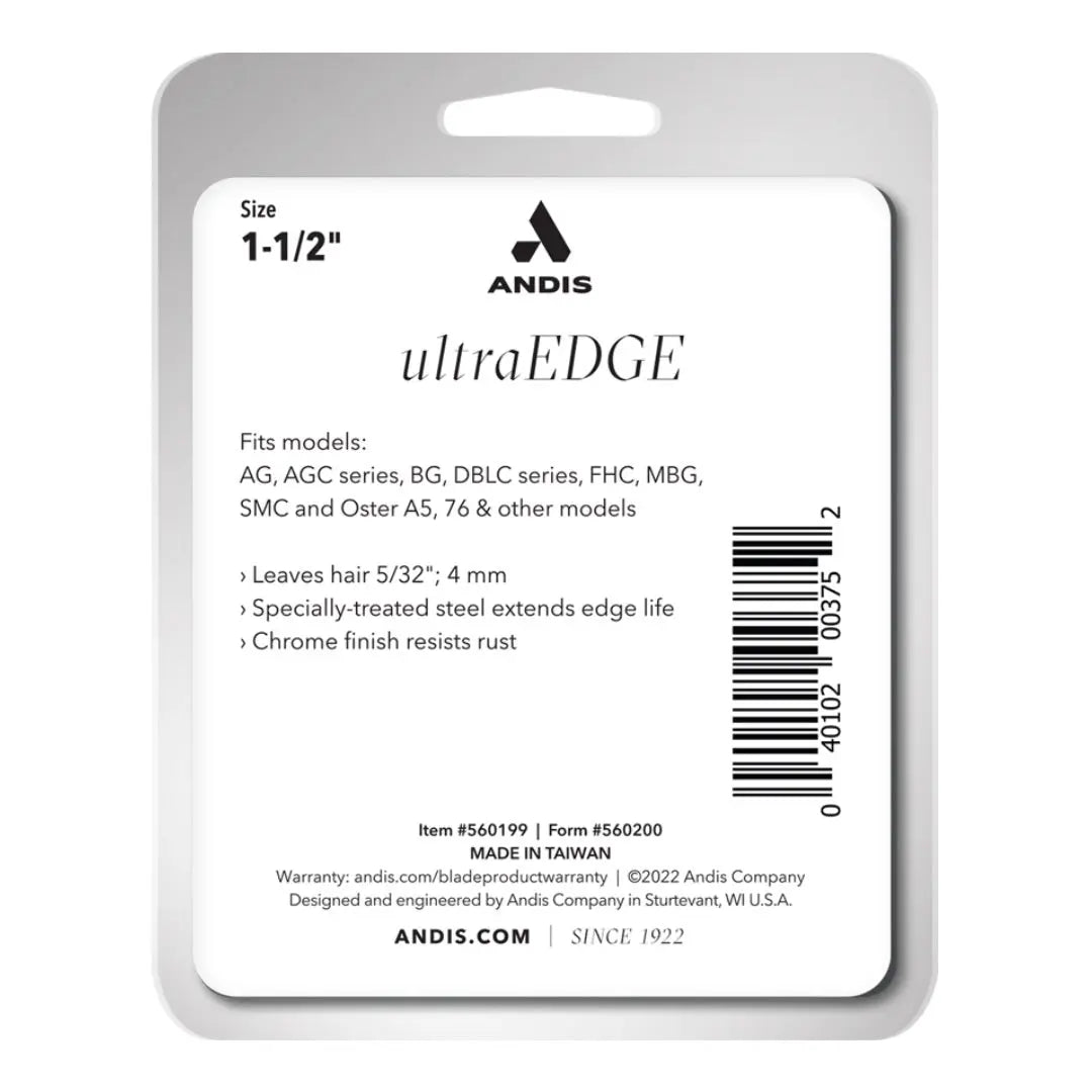 Andis 560199 UltraEdge Detachable Clipper Blade – Size 1-1/2, 5/32-Inch - BUYBARBER.COM