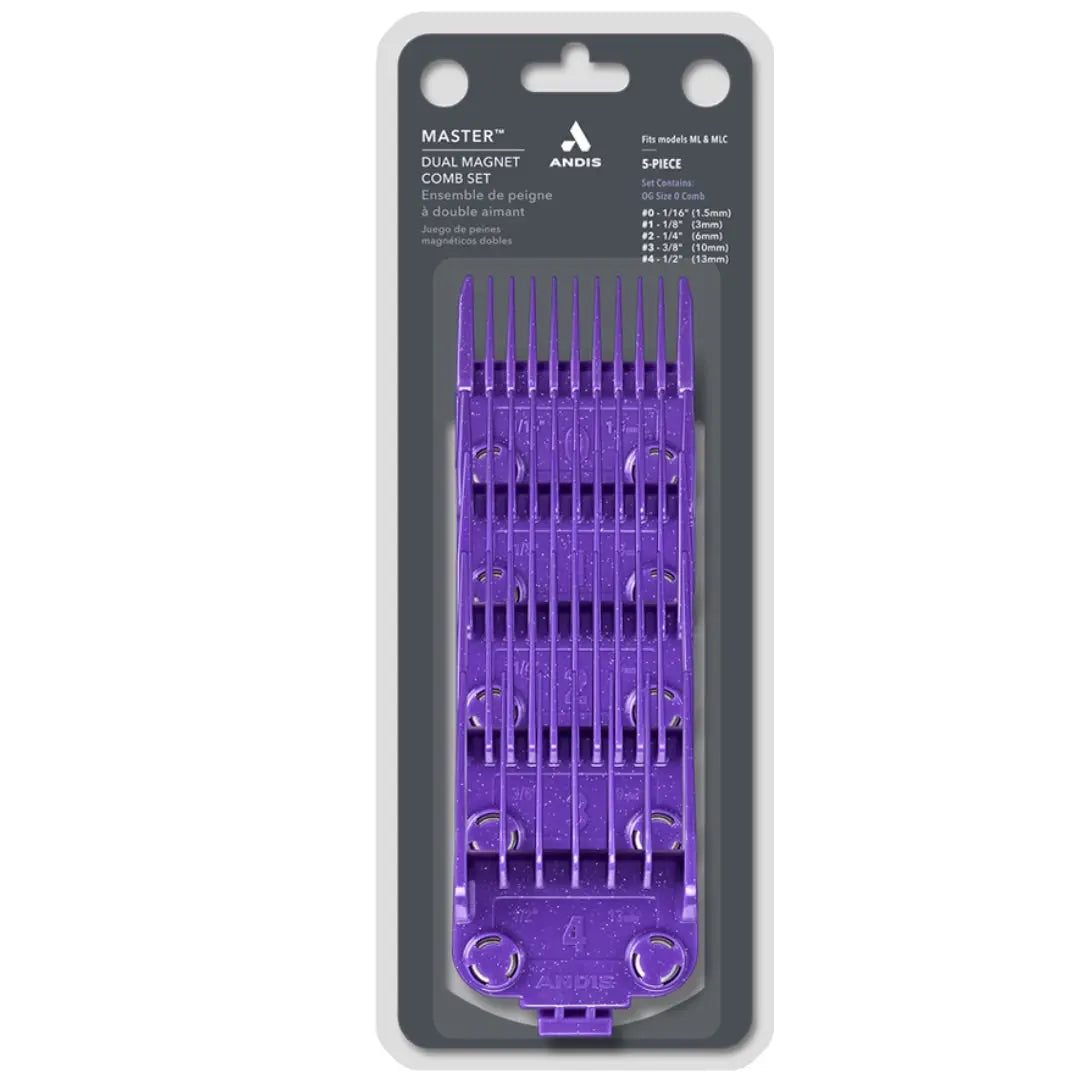 Andis 560997 OG Master Dual Magnet Clipper Guard Set - 5-Pack, Purple - BUYBARBER.COM
