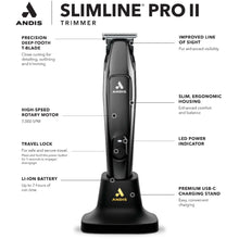 Andis Slimline Pro II Trimmer – Black Chrome, USB-C, 7,000 SPM Andis