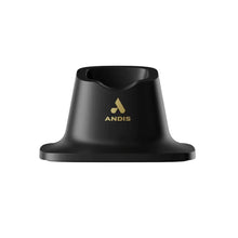 Black hair clipper stand with Andis logo on a white background