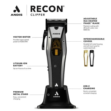 Andis Recon Clipper Bundle + ONYX Cordless Trimmer Andis