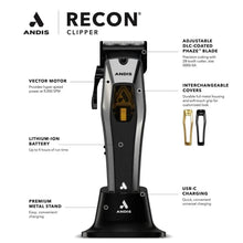 Andis Recon Clipper with features listed on a white background