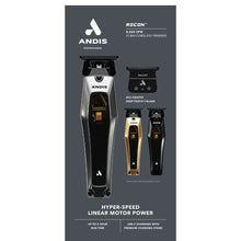Andis Recon  professional hair trimmer packaging with product and features listed.