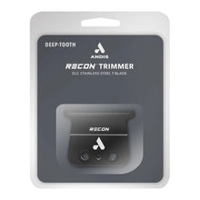 Andis Recon Trimmer packaging with a clear window showing the blade.