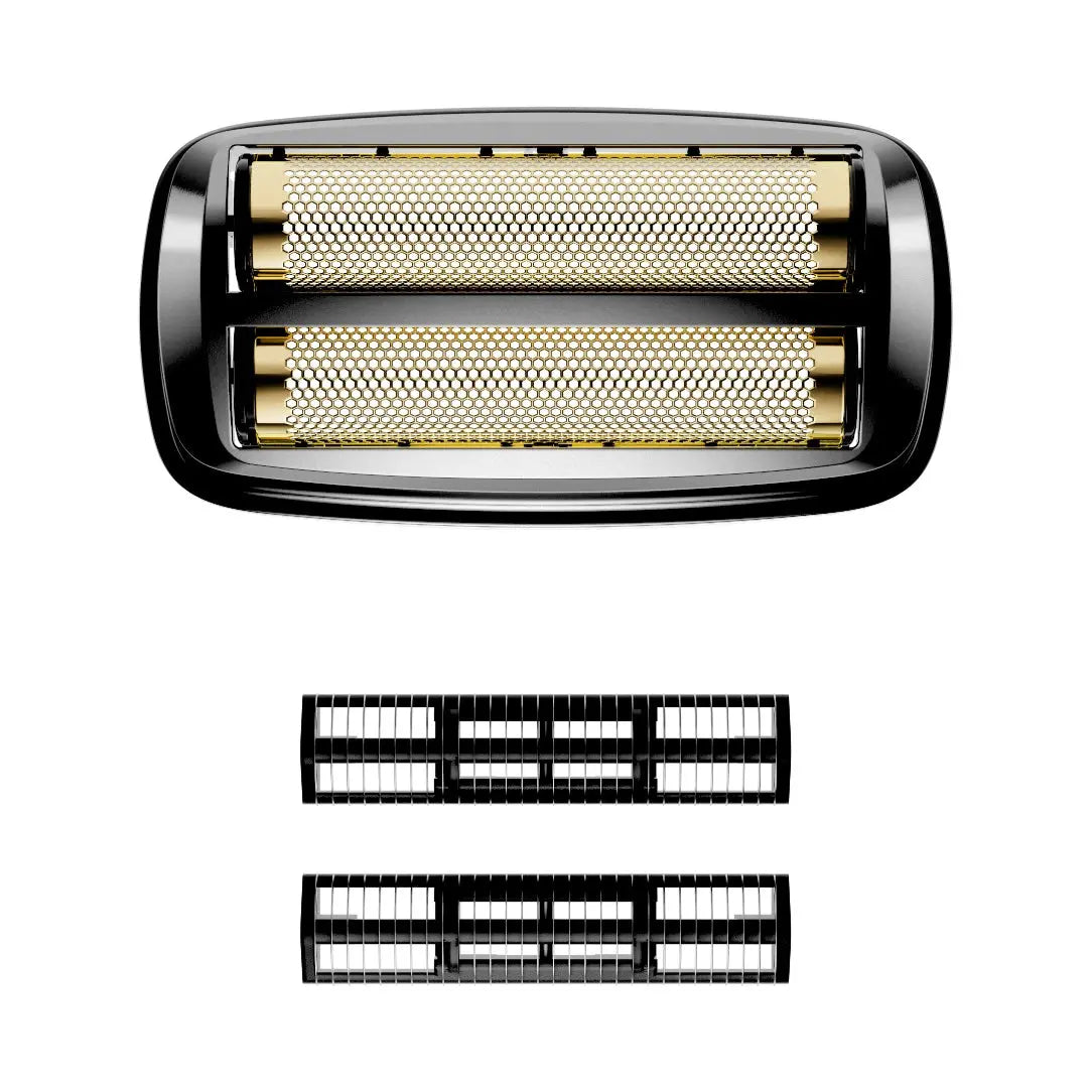 ProFoil Plus II Replacement Foil  Shaver head with two gold blades and two black grids on a white background