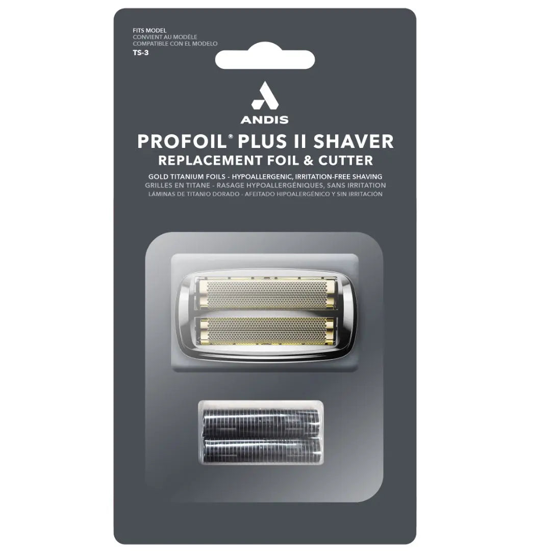 Andis Profoil Plus II Shaver replacement foil and cutter packaging on a white background