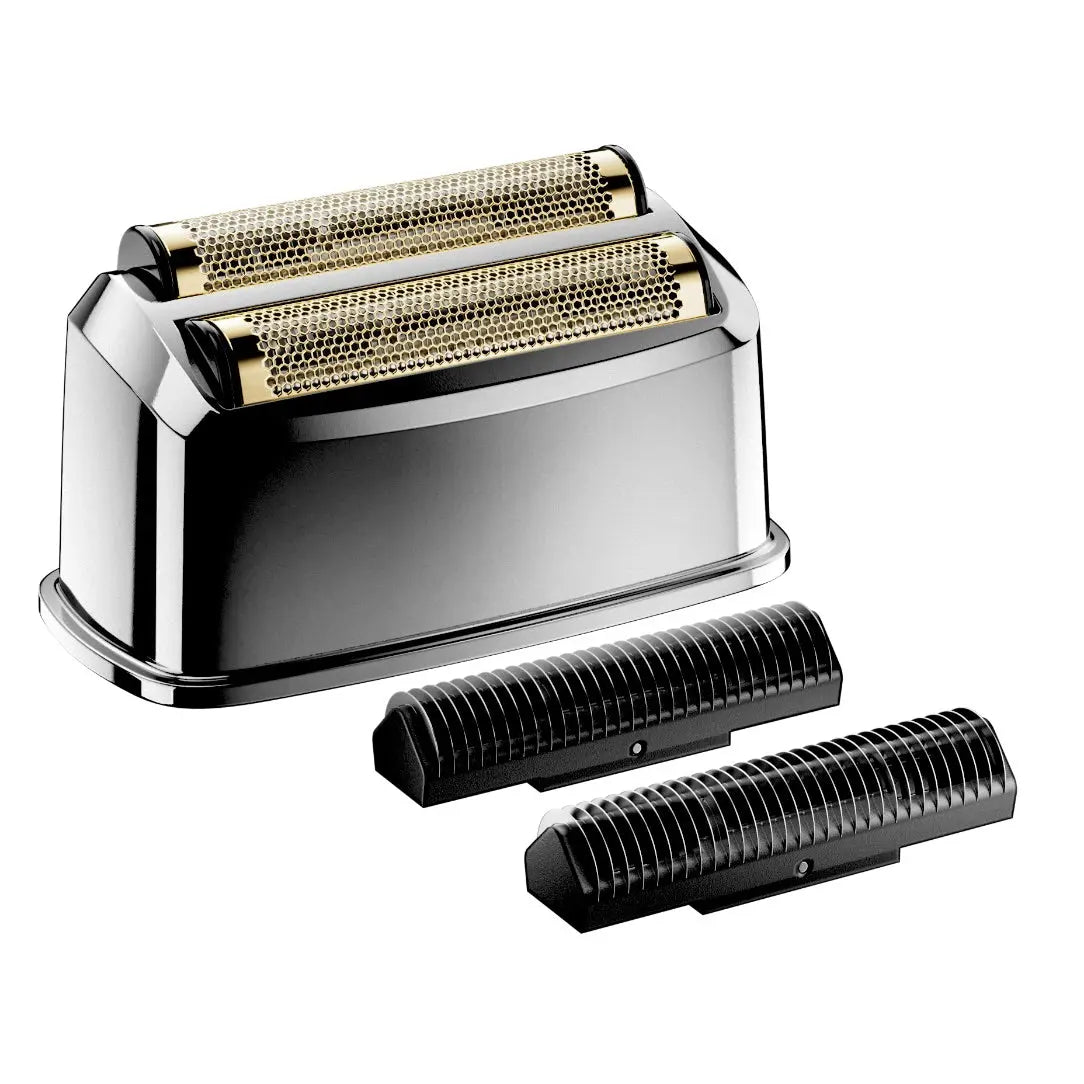 ProFoil Plus II Replacement Foil Shaver head with gold foil and two black shaver heads on a white background