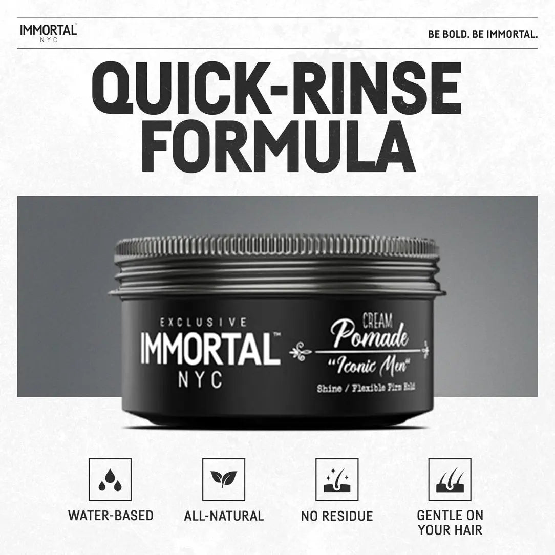 Immortal NYC Cream Pomade - Iconic Man | Long-Lasting Hold & Shine IMMORTAL NYC