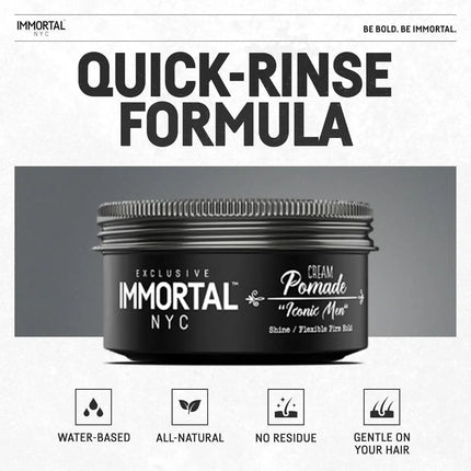 Immortal NYC Cream Pomade - Iconic Man | Long-Lasting Hold & Shine IMMORTAL NYC