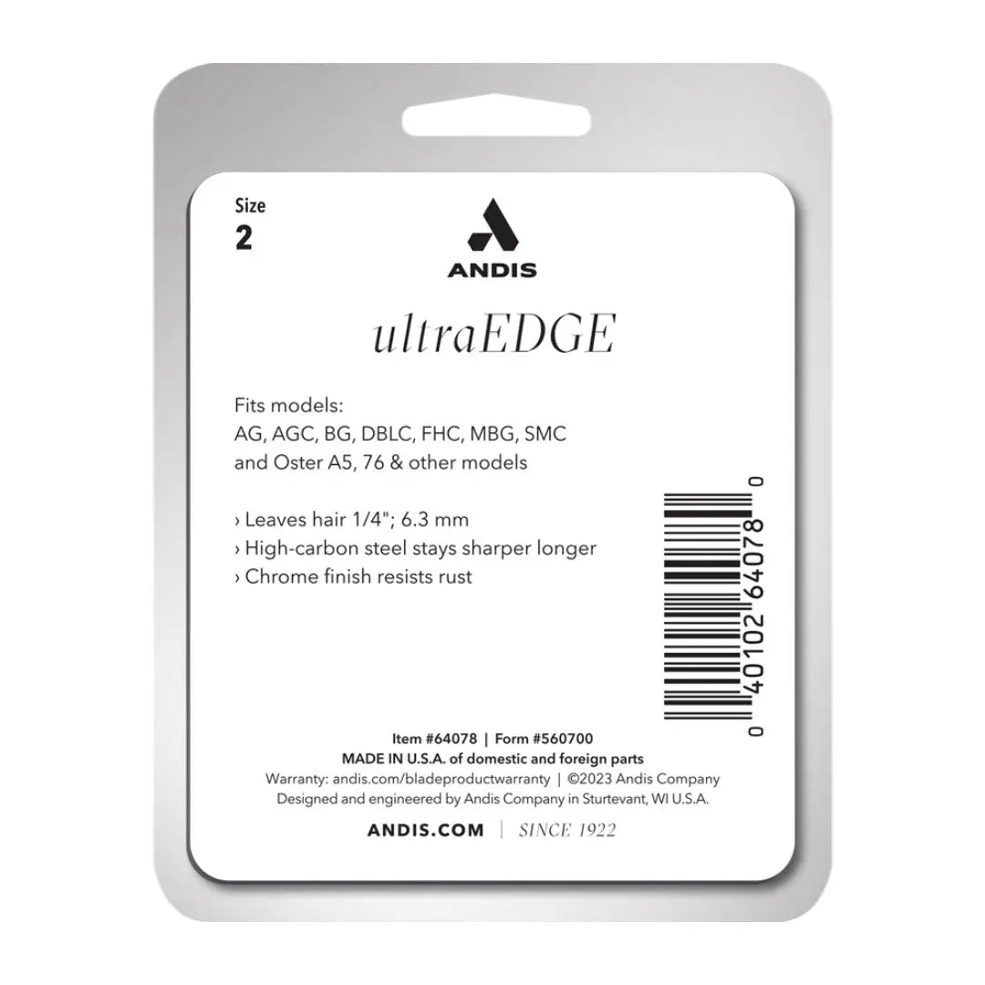 Andis 64078 UltraEdge Carbon-Infused Detachable Clipper Blade – Size 2, 1/4-Inch Cut Length - BUYBARBER.COM