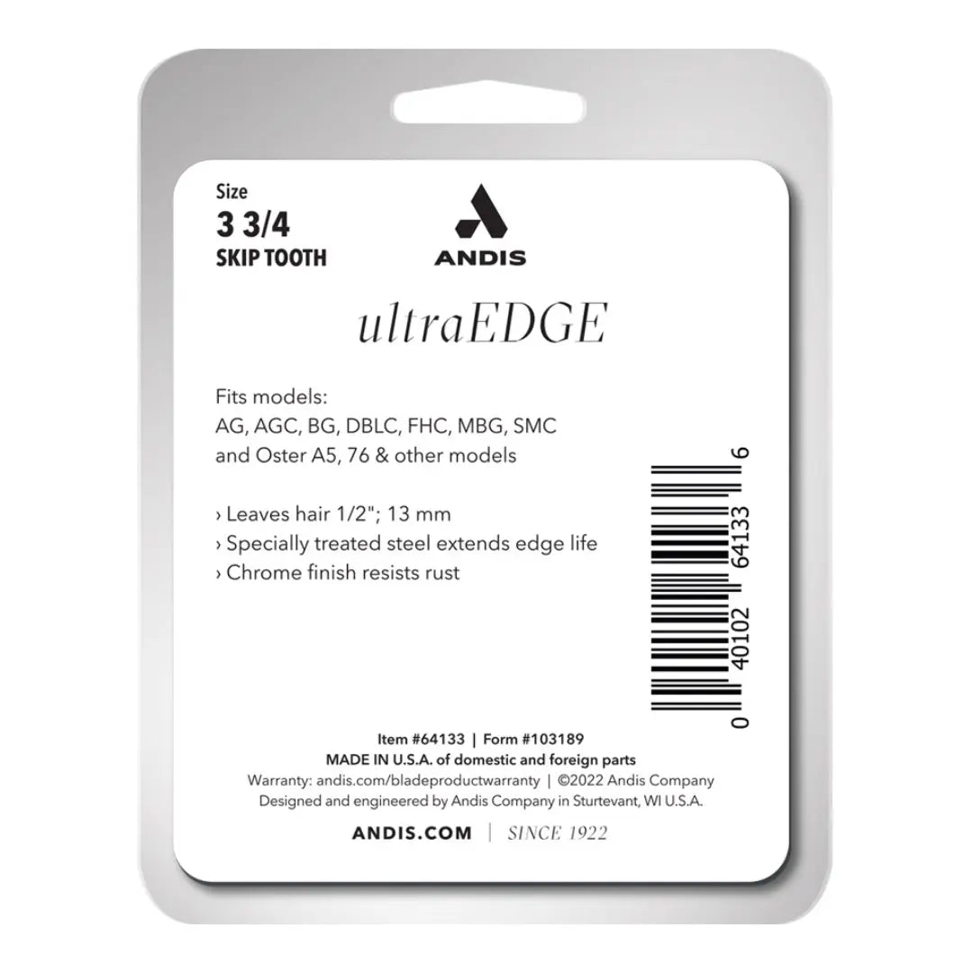 Andis 64133 UltraEdge Detachable Dog Clipper Blade, Skip Tooth 1/2-Inch Cut Length - BUYBARBER.COM