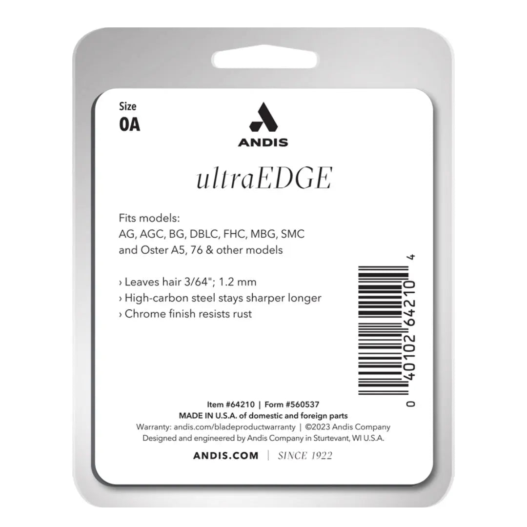 Andis 64210 UltraEdge Carbon Steel Detachable Clipper Blade, 3/64-Inch Cut - BUYBARBER.COM
