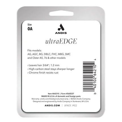Andis 64210 UltraEdge Carbon Steel Detachable Clipper Blade, 3/64-Inch Cut - BUYBARBER.COM
