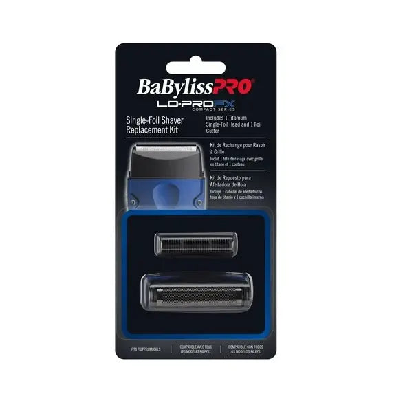 BaBylissPro single-foil shaver replacement kit packaging on a white background