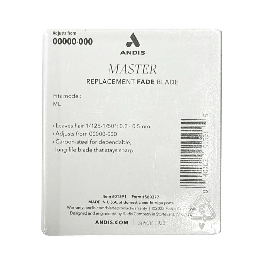 Andis Master Cordless Li Replacement Fade Blade, Carbon Steel Size 00000-000 - BUYBARBER.COM