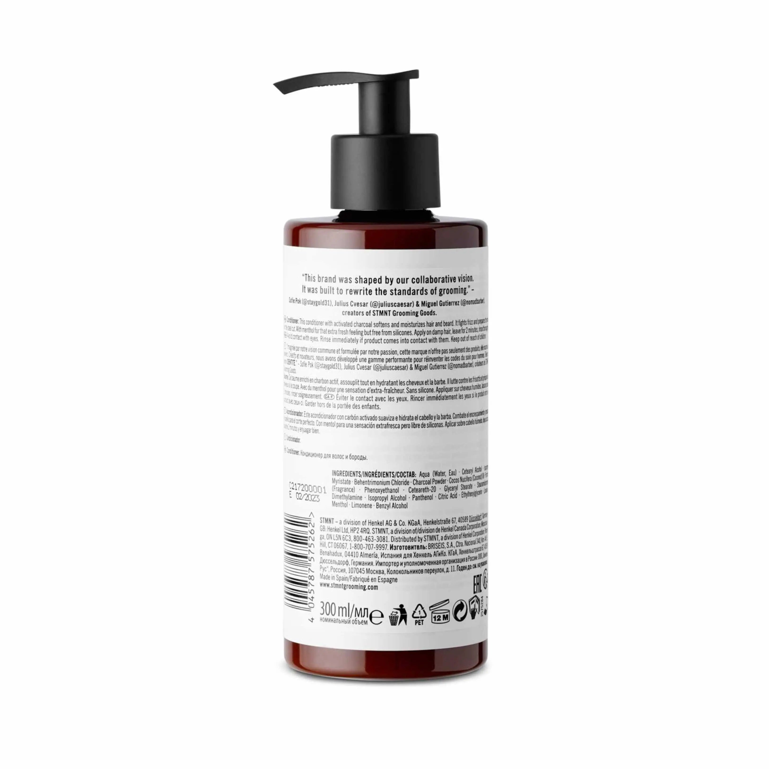 STMNT Charcoal Conditioner with Menthol (Silicone-Free) Bottle with pump and label on a white background