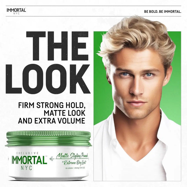 Immortal NYC Matte Styling Pomade – Strong Hold, Matte Finish, Extra Volume IMMORTAL NYC