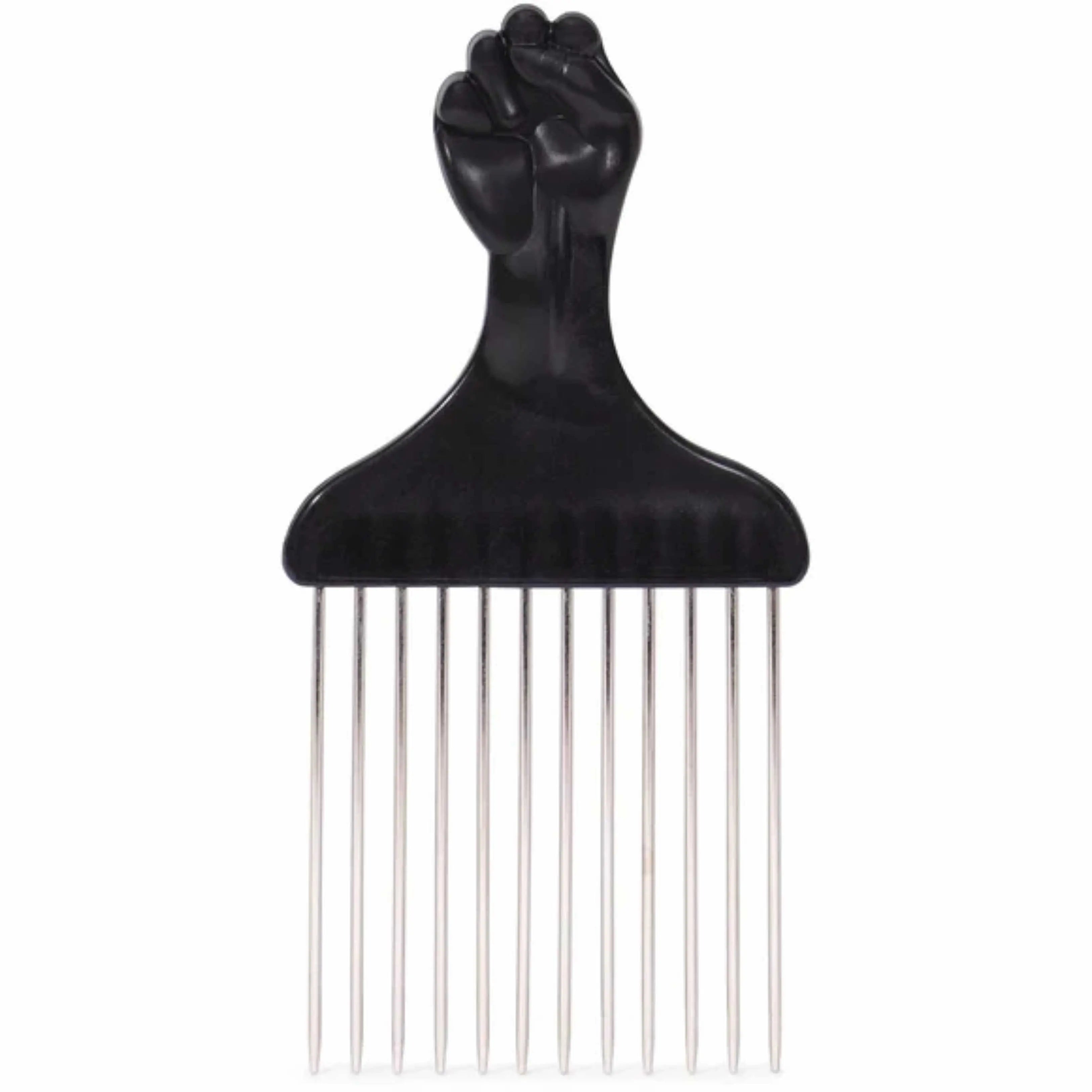 Black Afro pick comb on a white background