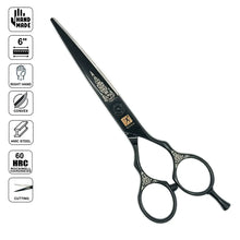 Professional Japanese Black Hair Cutting Shears | Tribal Series | 6 Inch | 440C BUYBARBER.COM