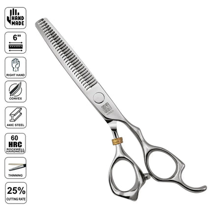 Professional Japanese Hair Thinning Shears | Hand Made | 6 Inch | 440C Stainless Steel - BUYBARBER.COM