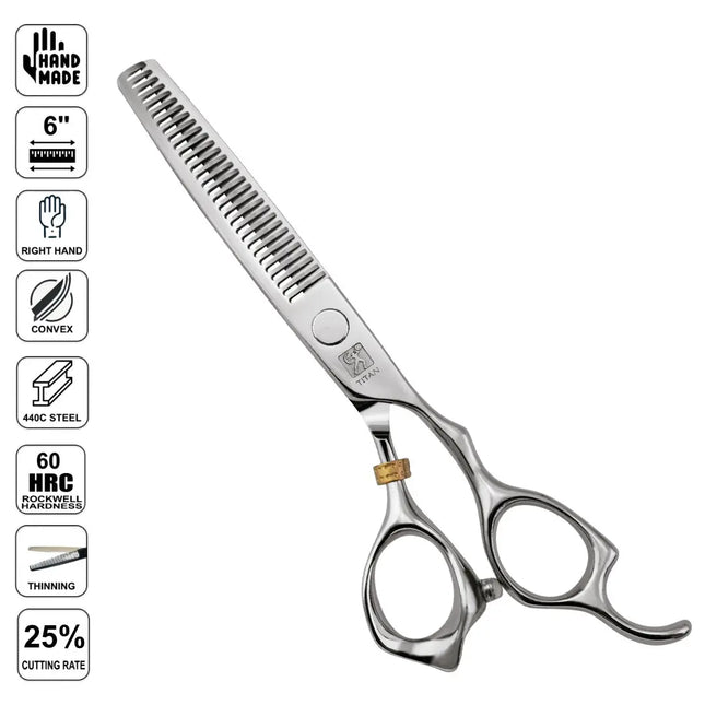 Professional Japanese Hair Thinning Shears | Hand Made | 6 Inch | 440C Stainless Steel - BUYBARBER.COM