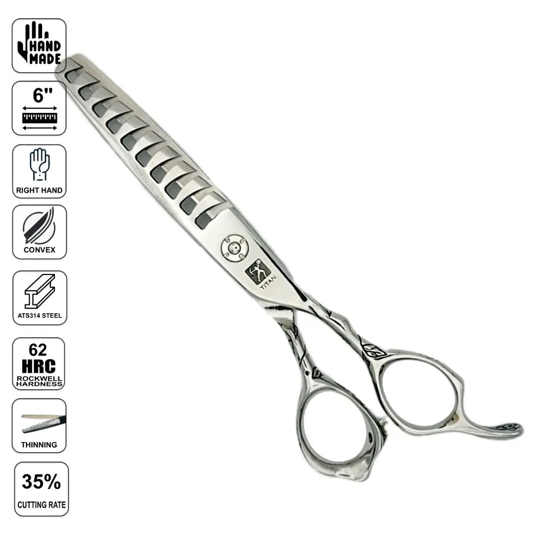 Professional Japanese 10 Teeth Micro-Cut Hair Thinning Shears | 440C | 6 Inch - BUYBARBER.COM