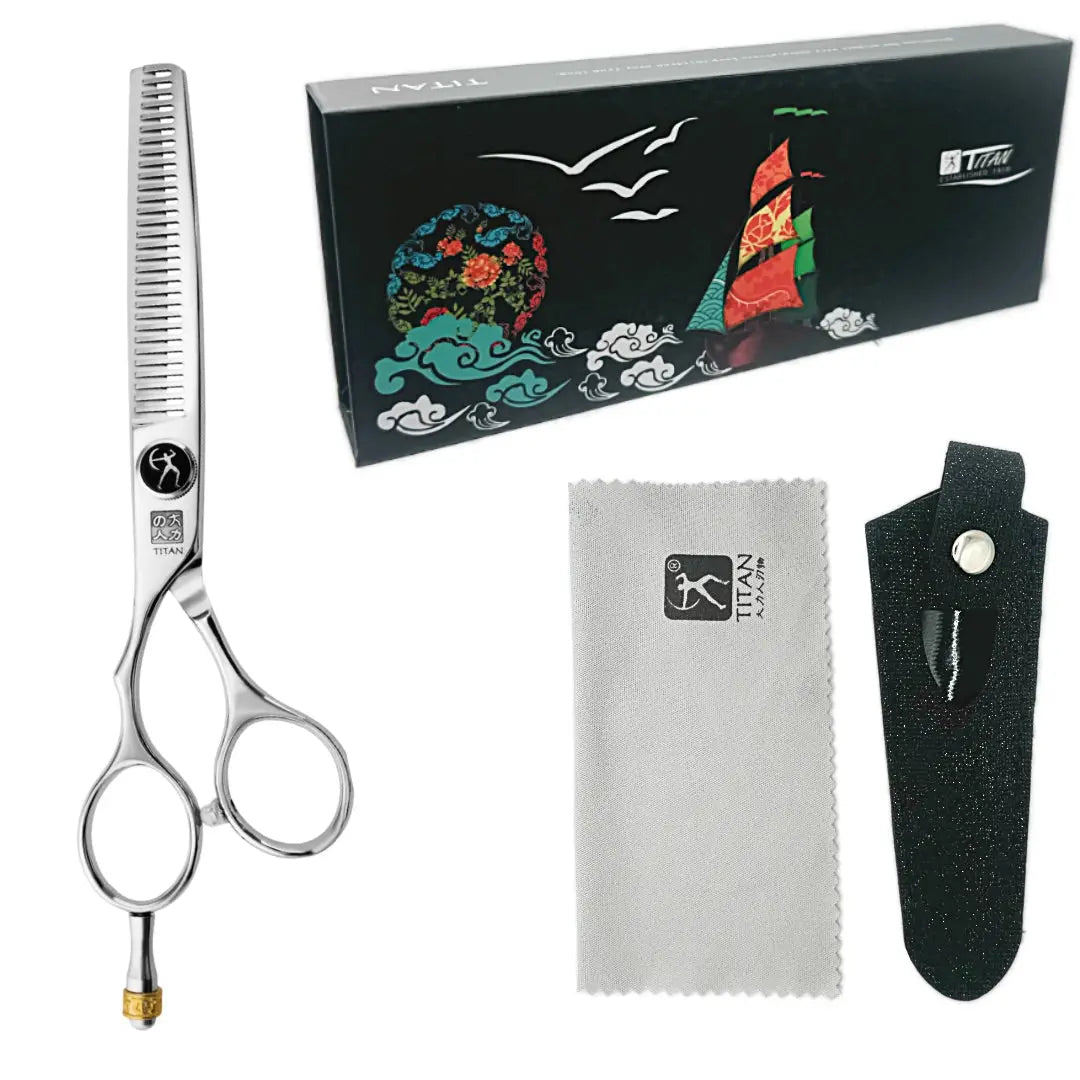 Professional Left-Handed Japanese Hair Thinning Shears | Hand Made | 6 Inch | 440C Stainless Steel - BUYBARBER.COM