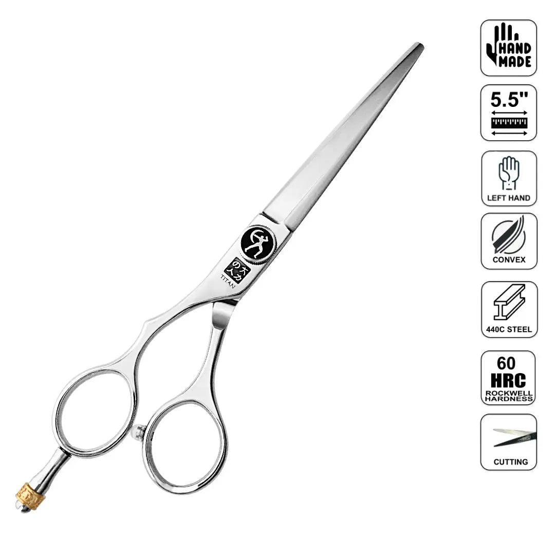 Hand Made Japan Left Hand Hair Cutting Shears 5.5" | 440C Japanese Steel - BUYBARBER.COM