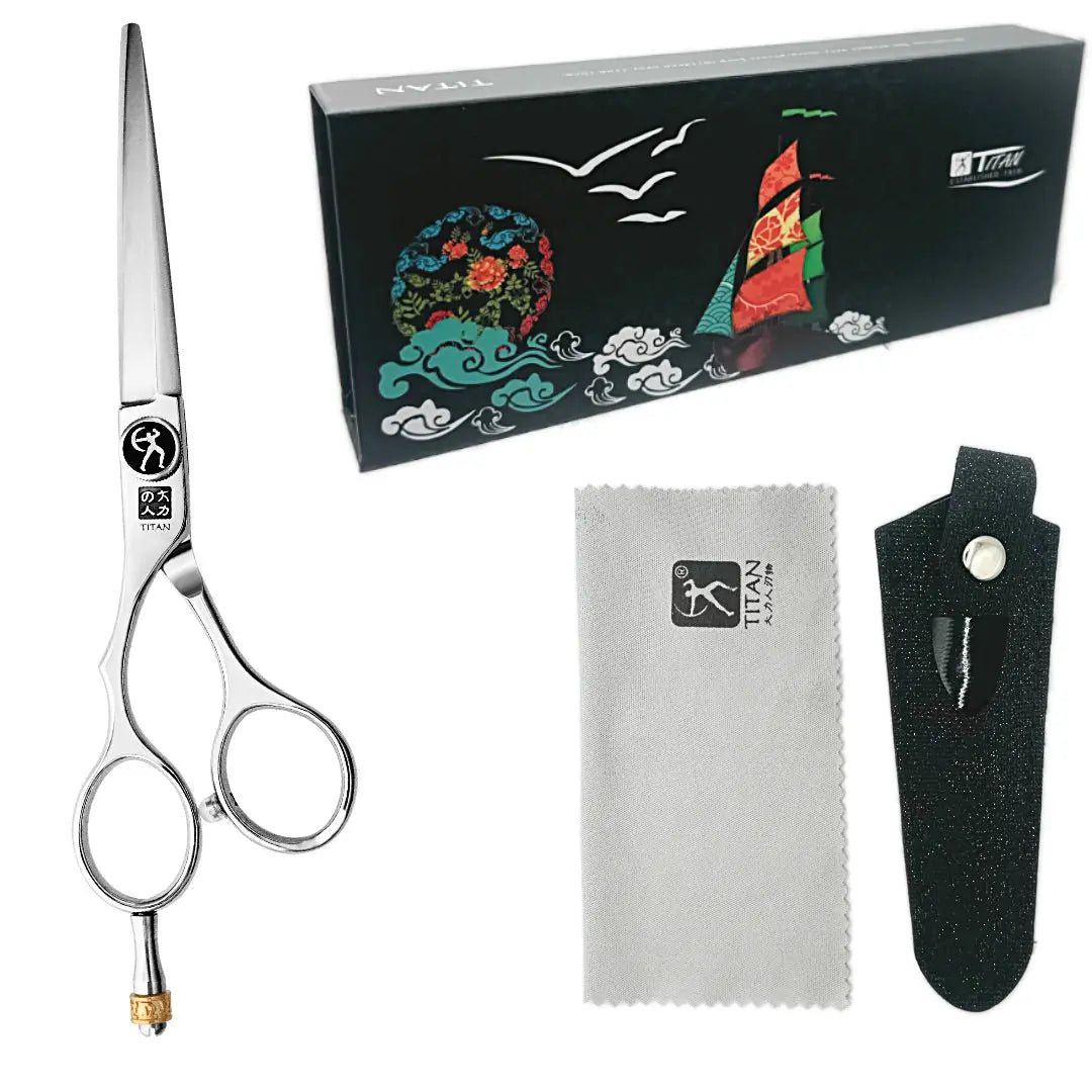 Hand Made Japan Left Hand Hair Cutting Shears 5.5" | 440C Japanese Steel - BUYBARBER.COM