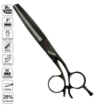 Professional Japanese Black Hair Thinning Shears | Hand Made | 6 Inch | 440C - BUYBARBER.COM