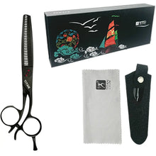 Professional Japanese Black Hair Thinning Shears | Hand Made | 6 Inch | 440C - BUYBARBER.COM