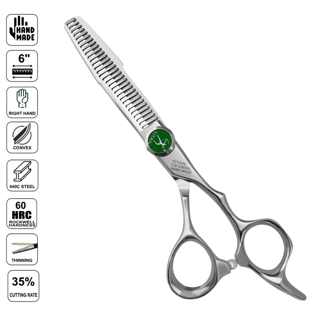 Professional Japanese Hair Thinning Shears | Handmade | 6 Inch | SUS440C Steel - BUYBARBER.COM