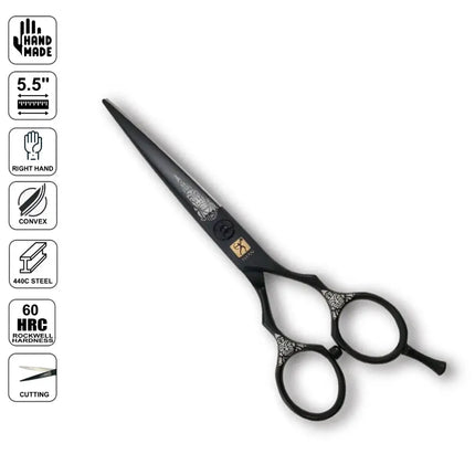 Professional Japanese Black Hair Cutting Shears | Tribal Series | 5.5 Inch | 440C BUYBARBER.COM