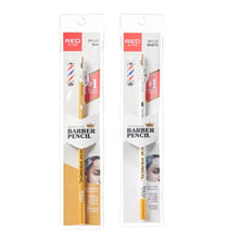 Two packages of Red barber lining and design pencils in beige and white colors, with branding and product information displayed.