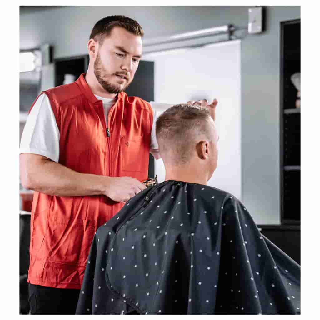 Barber Strong Shield Barber Cutting Cape - Black/White - BUYBARBER.COM