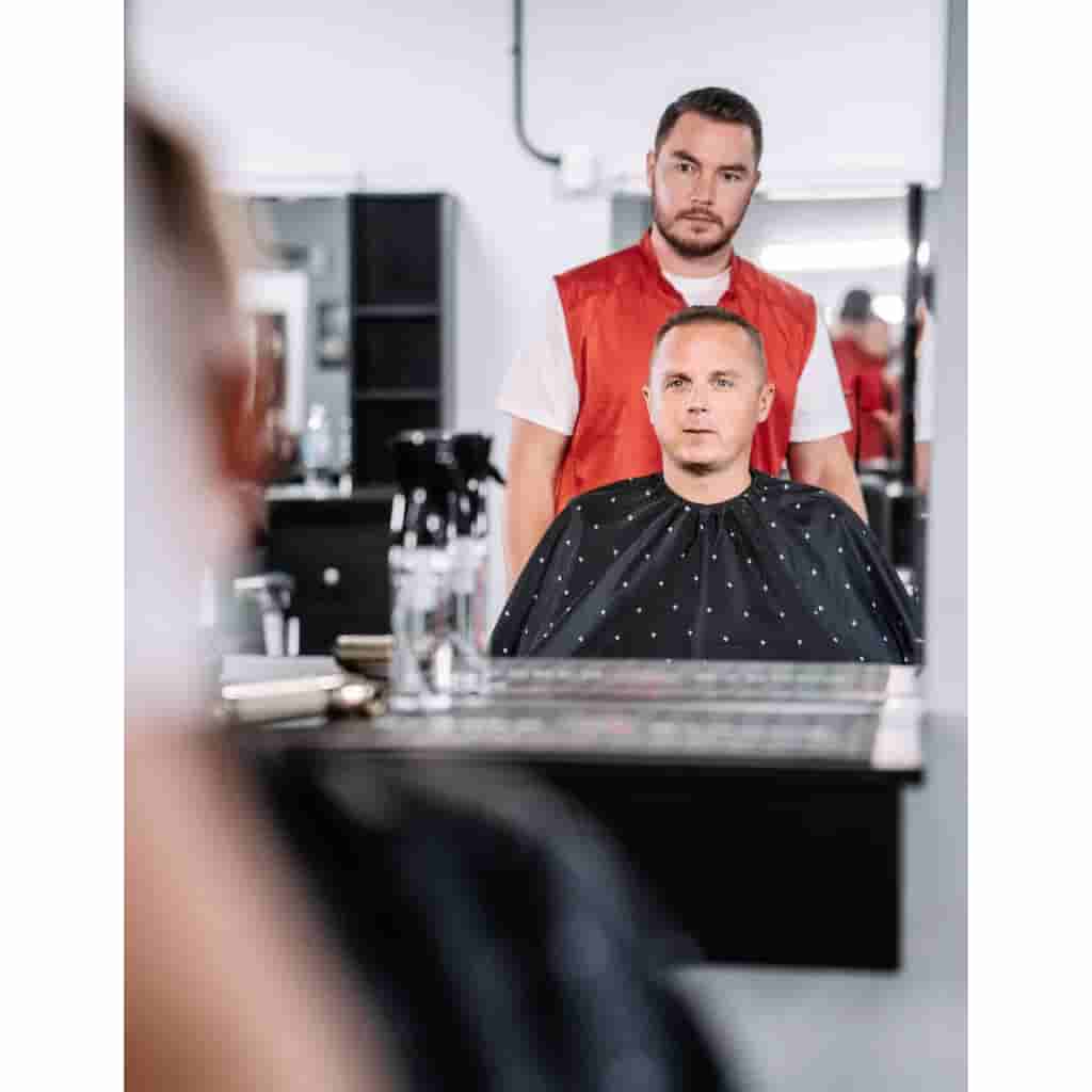 Barber Strong Shield Barber Cutting Cape - Black/White - BUYBARBER.COM
