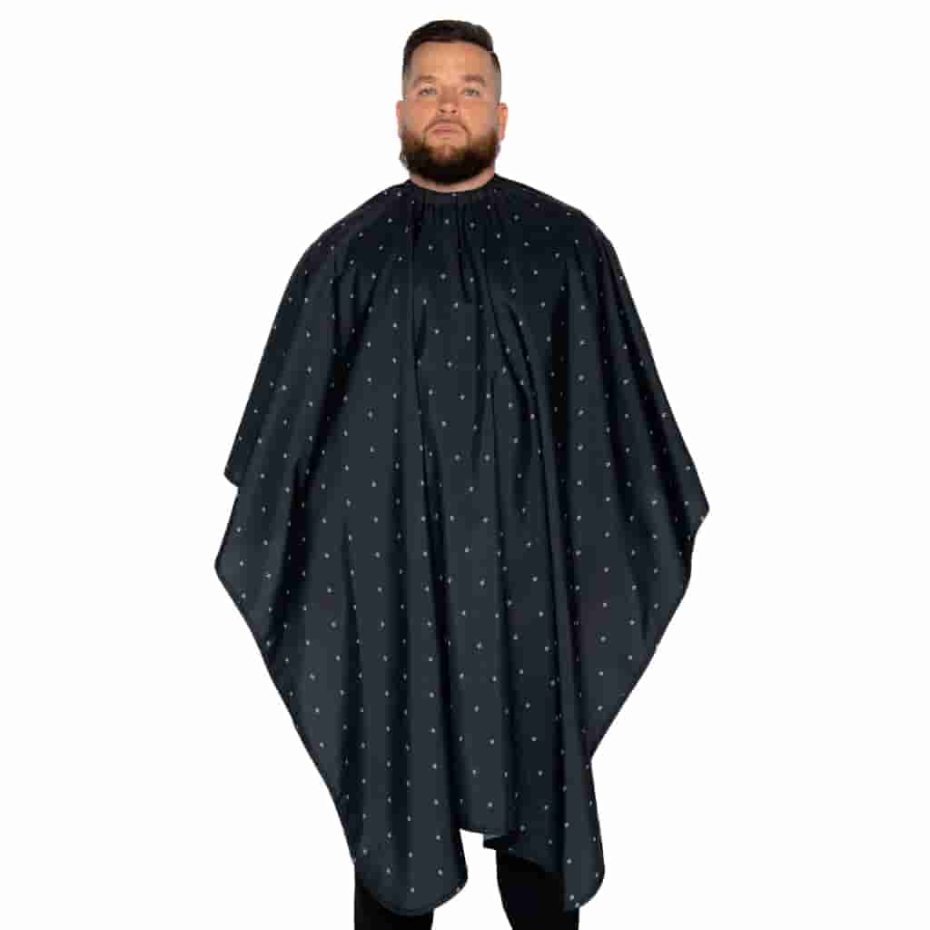 Barber Strong Shield Barber Cutting Cape - Black/White - BUYBARBER.COM