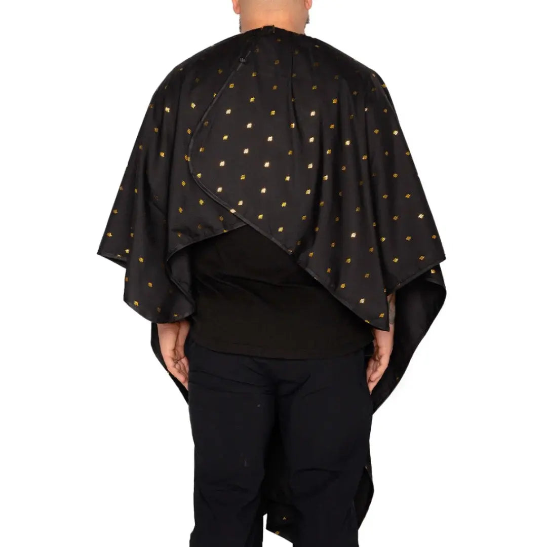 Barber Strong Shield Barber Cutting Cape - Black/Gold - BUYBARBER.COM