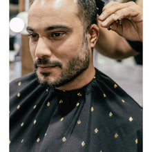 Barber Strong Shield Barber Cutting Cape - Black/Gold - BUYBARBER.COM