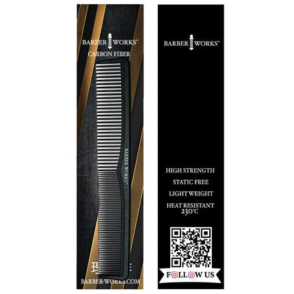 Barber Works Styling Comb | Carbon Fiber | 7" - BUYBARBER.COM