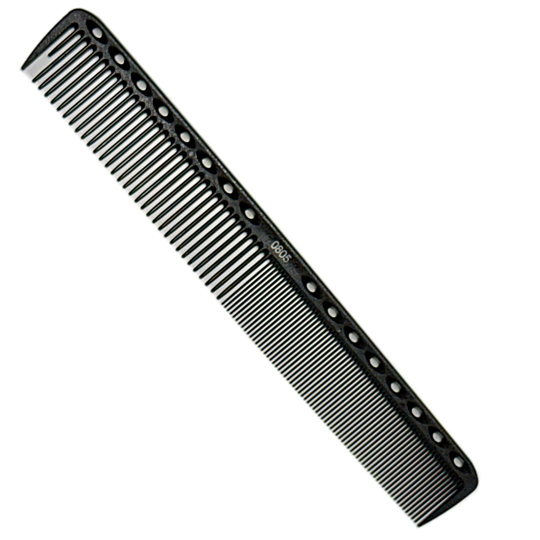 “Barber Works Cutting Comb 725 in black, made from heat-resistant ABS plastic.”

