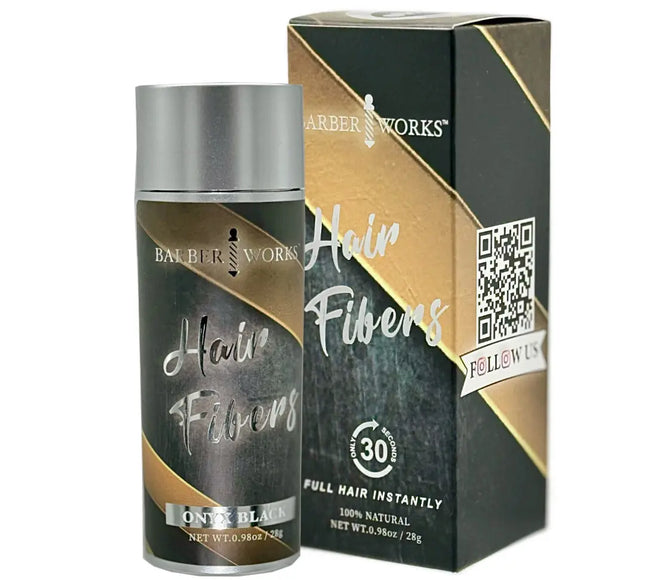 Barber Works Hair Fibers (28g) - Onyx Black | Instant Thicker Look for Men & Women - BUYBARBER.COM