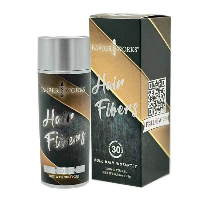 Barber Works Hair Fibers (28g) - Dark Brown | Instant Thicker Look for Men & Women Barber Works
