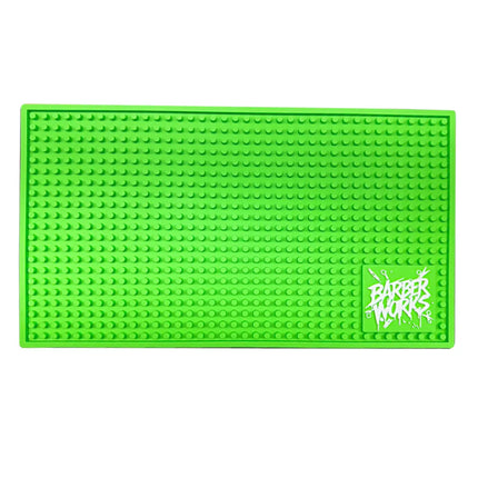 Barber Works Professional Station Mat 17.5" × 10" – Heavy‑Duty, Water & Heat Resistant Non‑Slip Tool Mat - BUYBARBER.COM